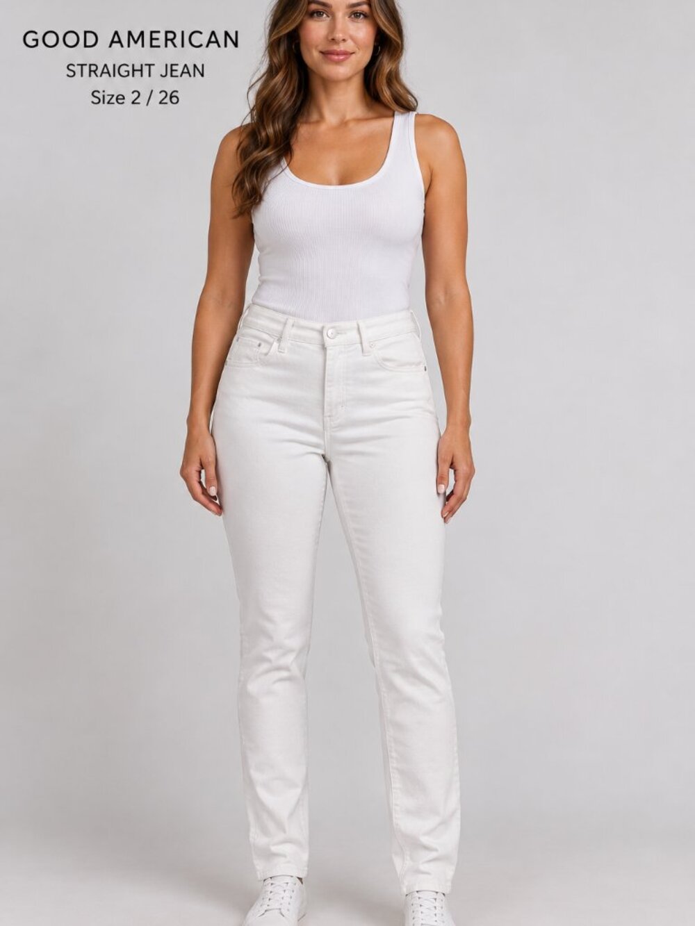 Good American White Skinny Jeans Size 2/26 Stretch Denim GL014P